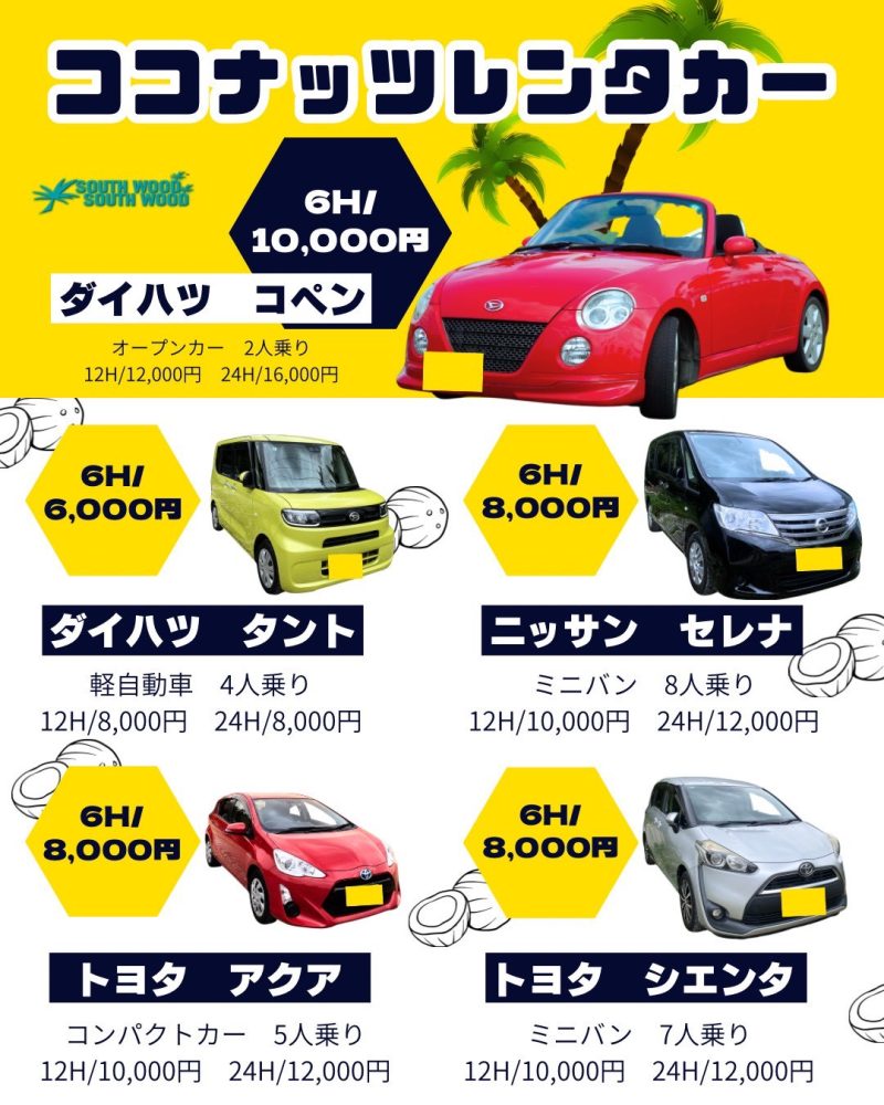 ココナッツレンタカー料金表